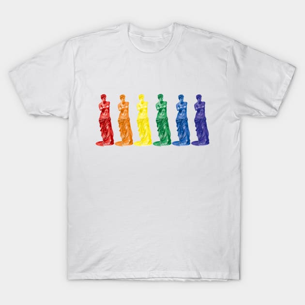 Rainbow Venus De Milos T-Shirt by Slightly Unhinged